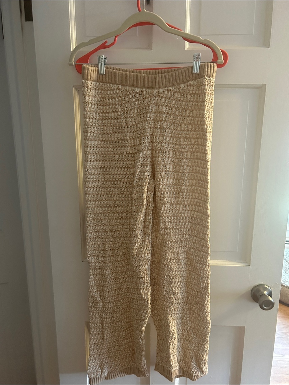 Lulu's Cream Ribbed Knit Wide-Leg Pants
